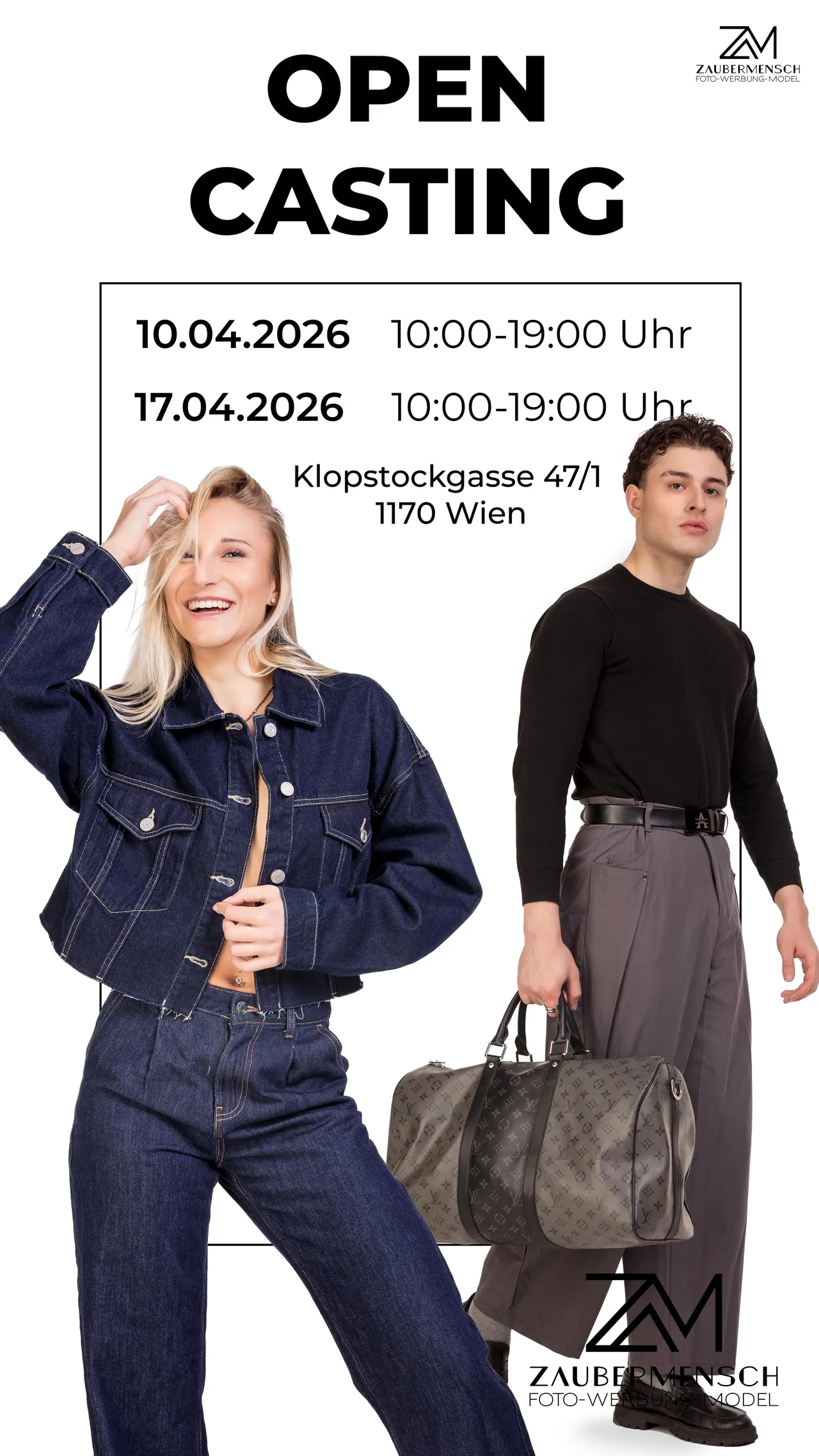 Ankündigung für ein Open Casting bei Zaubermensch